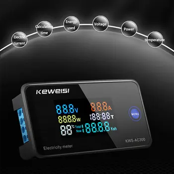 AC50-300V/0-100A Digital Voltmeter Ammeter KWS-AC300 Elektros Energijos Skaitiklis LED AC Wattmeter Elektros skaitiklis su Reset Funkcija