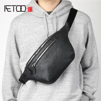 AETOO krūtinės Odos krepšys, vyriški viršutinis sluoksnis karvės odos mados tendencija messenger bag, atsitiktinis sportinis krepšys