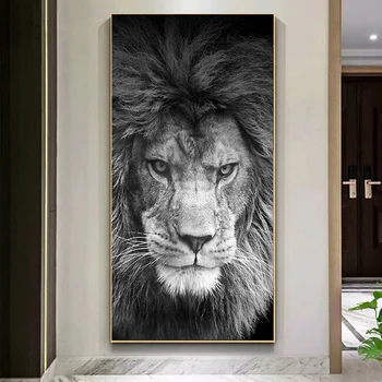 Afrikoje Liūtas Laukinių Gyvūnų Tapybos Drobės Juoda Balta Plakatai ir Spausdina Cuadros Sienos Meno Nuotrauką Kambarį Namų Dekoro
