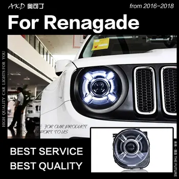AKD Automobilių Optikos dėl Jeep Renegade Žibintai-2018 LED Žibintai LED DRL Hid Žibintas Angel Eye Bi Xenon Šviesos Priedai