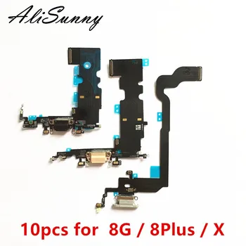 AliSunny 10vnt Įkrovimo lizdas Flex Cable for iPhone 