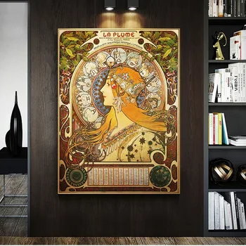 Alphonse Mucha Garsaus Iliustracijos menas Spausdinti ant Drobės, Plakatų Ir grafikos Klasikinio moderno Moteris Art Nuotraukų, Namų Dekoro