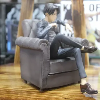 Anime Duomenys Ataka Titan Levi Akermano Rivaille Sėdi Minkštas Juodas Kostiumas Veiksmų Figma PVC Žaislai Ichiban Levi Modelis Vaikams, Lėlės