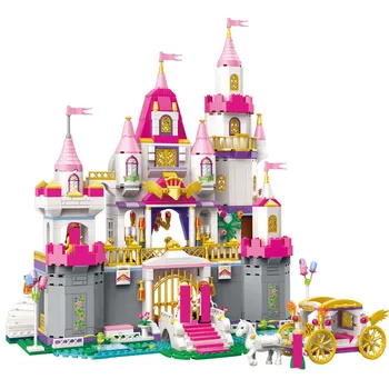 Apšviesti Princesė Serija Žavi Pilies Rūmuose Draugais Blokai Rinkiniai Royal Parade Vežimo Modelis Plytų Mergaitė Vaikams, Žaislai