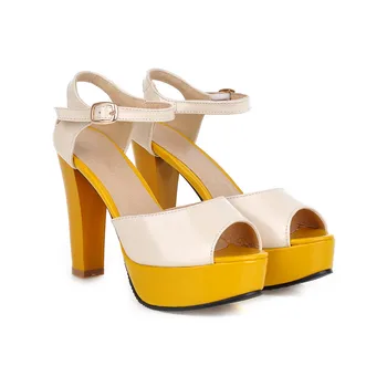 ASUMER geltona mėlyna raudona rožė vasaros mados ponios batai peep toe sagtis platforma moterų aukštakulniai sandalai didelis dydis 33-43