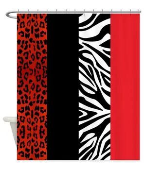 Atminties Namų dekoro Raudona, Leopardas ir Zebras Gyvūnų Spausdinti Audinio Dušo Užuolaidos Mados Poliesteris Vonios kambario Aksesuarai