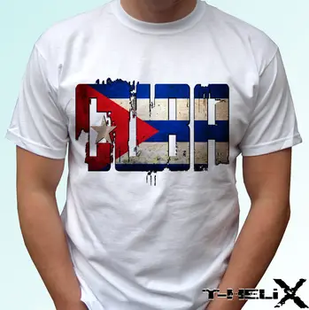 Atspausdintas T-Shirt Vyrai Kubos Vėliava - Balta Marškinėliai Viršuje Tee Dizaino - Vyrai Moterų Vaikai & Baby Dydžių, O-Kaklo Marškinėliai