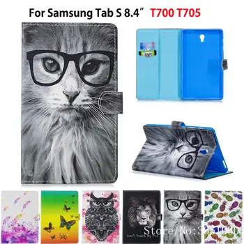 Atveju Funda Samsung Galaxy Tab S 8.4 colių T700 T705 T705C SM-700 Padengti Mados Gyvūnų Dažytos Tablet Stand 
