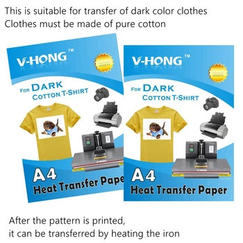 Aukštos kokybės A4 formato popieriaus medvilnės drabužius šilumos perdavimo pape marškinėliai Tamsiai drabužius Geležies sublimacijos perdavimo spausdinimo popierius