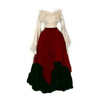 Aukštos kokybės Viduramžių kostiumų Naftos audinys Ilgai Maxi Moters Retro Suknelė Renesanso Suknelės Europoje Gotikos Pynimas Sijonas Viktorijos