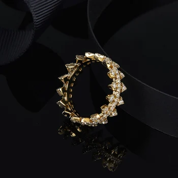Aukščiausios Kokybės Marokas Pavarų Aukso Žiedas Tonas Gėlių Stilius Mikro Nutiesti Premium CZ Kristalai Pareiškimą Žiedai Moterų Vestuvės Juvelyrika