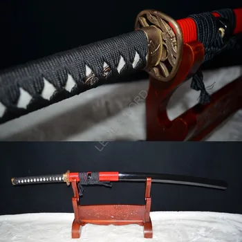 Autentiškas rankų darbo japonijos samurai katana kartus plieno kardas aštrus full tang Gražus Tsuba