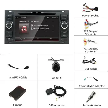 Automobilio Multimedia DVD Grotuvas, 2Din Automobilio Radijo, GPS Android 10.0 Už Ford Focus 2 Mondeo 4, C-Max, S-Max, Ford Fiesta 