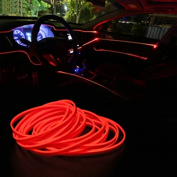 Automobilių optikos Šviesos Juostos Interjero Dekoravimas Dekoratyvinės Lempos Lankstaus Neono EL Viela Automobilio 12V LED Šaltos šviesos 5m