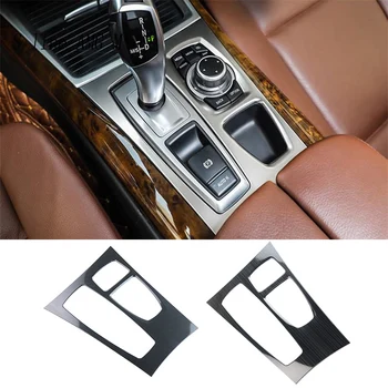 Automobilių Stiliaus Interjero Anglies pluošto Pavaros Valdymo Skydelio dangtelį Puodelio Laikiklis Rėmo Apdaila Auto Lipdukai BMW X5 X6 E71 e70 