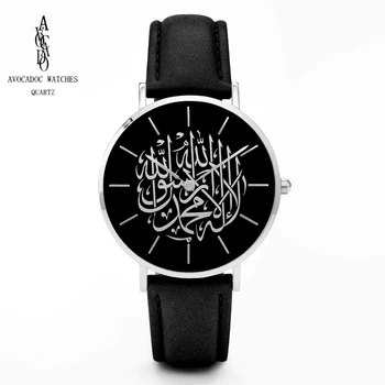 AVOKADO 2019 VYRIŠKI Laikrodžiai Juodos arabų Kvarciniai Laikrodžiai Odinis Dirželis Reloj Arabe Negro