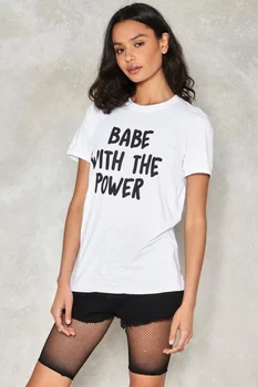 Babe Su Maitinimo Moterų Feminizmas T-Shirt Vasaros Atsitiktinis trumpomis Rankovėmis, Baltos spalvos Tee Tumblr Apranga kietas stilius vatos pagaliukai goth marškinėliai