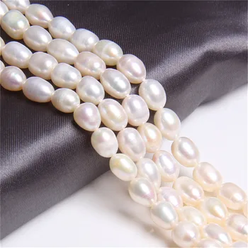 Baltos, Ovalo formos Natūralių Perlų 6mm Nekilnojamojo Gėlavandenių Perlų Karoliukai, Ovalo formos Prarasti Karoliukų, Skirta 