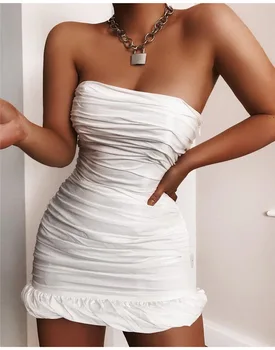 Baltos Spalvos Garsenybių Mados Suknelė nuo Peties Seksualus Bodycon Mini Suknelė Klubas Naktį Suknelė Didmeninės
