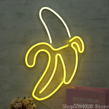 Bananų Šviesos diodų (LED) Akrilo Naktį, Šviesos, Meilės PVC Miegamojo Lempa, Vaikų Kambario Dekoracija Naktį Šviesos Animacinių filmų Atostogų Dovanų Žibintai