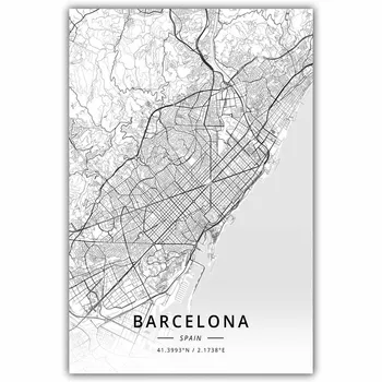 Barselona Ispanija Žemėlapis Plakatas