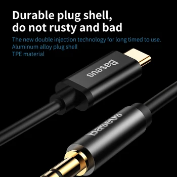 Baseus USB C Tipo Aux Audio Kabelis, 3.5 mm Lizdas Moterų Garsiakalbio Kabelį Ausinių Ausines Aux Laidą Xiaomi 