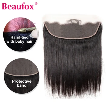 Beaufox 13*4 ausies iki Ausies Nėriniai Priekinio Uždarymo Brazilijos Tiesiai Žmogaus Plaukų Nėrinių Priekinės Nemokamai Dalies Remy Hair Extension