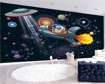 Beibehang Individualų ranka-dažytos animacinių filmų erdvėlaivis naujas Šiaurės šalių vaikų kambarys papel de parede tapetai tėtis peint