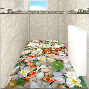 Beibehang Užsakymą grindų apdailos dažymo 3d trimatis akmenukai 3D lotus karpis grindų kambarį lipnios grindys