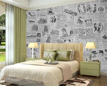 Beibehang Užsakymą tapetai, freskos retro senų laikraščių fone namų puošybai gyvenimo kambario, miegamasis fono sienos 3d tapetai