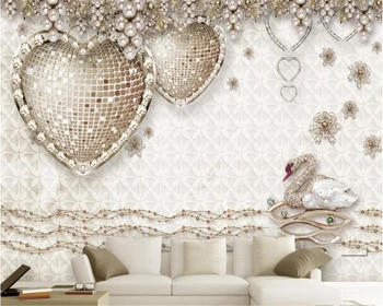 Beibehang užsakymą Tapetai Prabangus romantiškas trimatis širdies formos papuošalai kambarį, TV foną, sienos 3d tapetai
