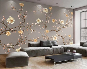 Beibehang Užsakymą tapetai Ranka pieštas gėlių ir paukščių menas, dekoravimas, tapyba kambarį, miegamąjį, TV foną, 3d tapetai