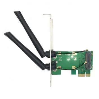 Belaidžio Wifi tinklo plokštė Mini PCIE PCI-E 1X darbalaukio antenų priedai, kompiuterių + adapteris 2 dalys M5I6