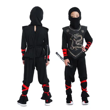 Berniukas vaikas Halloween Kostiumai Cosplay juodasis drakonas, Kovos Menų Ninja Kostiumai Vaikams Dekoracijos Atsargos Kario Uniformos