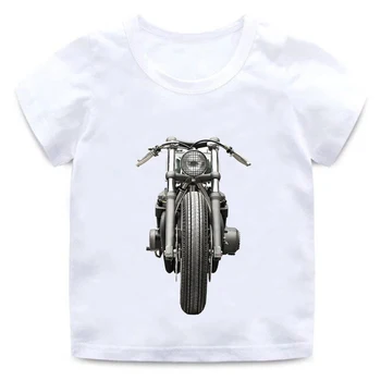 Berniukų ir mergaičių medvilnės apvalios kaklo marškinėliai retro motociklų spausdinimo modelis vasaros vaikų patogus universalus laisvalaikio drabužiai