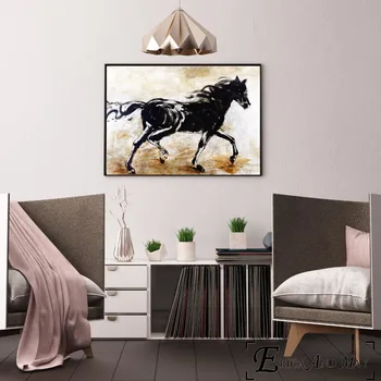 Black Horse Rašalo Kūrinys Derliaus Plakatas Spaudinių Naftos Tapyba Ant Drobės, Sienos Meno Freskomis Nuotraukas Kambarį Apdaila