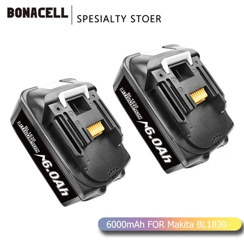 Bonacell BL1860 Įkrovimo Baterija (akumuliatorius 18 V 6000mAh Ličio jonų už Makita 18v Baterijas BL1840 BL1850 BL1830 BL1860B LXT 400 L70