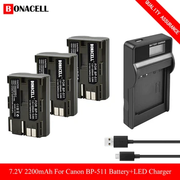 Bonacell BP-511A BP-511 BP 511 511A BP511A Baterija Bateria+LCD USB Kroviklis skirtas Canon G5 G6, G3, G2, G1 EOS 300D 50D, 40D 30D 20D 5D
