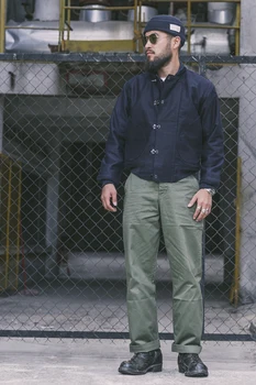Bronson JAV karinio jūrų Laivyno Denio Kablys Striukė Derlius Žiemos USN darbo drabužiai Kailis Tamsiai Mėlyna