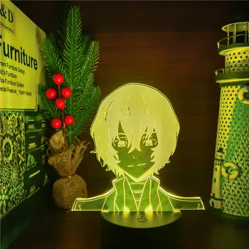 Bungo Benamių Šunų LED Lempos, Dazai, 3D Naktį Šviesos Anime Žibintai Lampara De Noche Dormitorio Led Dekoracija Kalėdų Lampe Miegamojo Puošimas