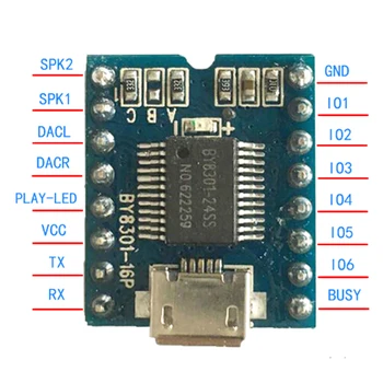 BY8301-16P SSOP2 Aduio Serijos Balso SPI FLASH Modulio 3W Stiprintuvo Micro USB Įrankių Dalys