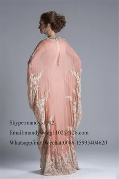 Candy Pink Dubajus Kaftan Vakaro Suknelės Su Žaliuoju 2021 Aplikacijos, Nėrinių Saudo Arabijos Prom Chalatai Moterims Caftan Marocaine Suknelė