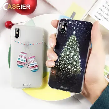 CASEIER 2020 Kalėdų Telefono dėklas Skirtas iPhone 11 Pro X XS Max Silikono Minkštas Funda 