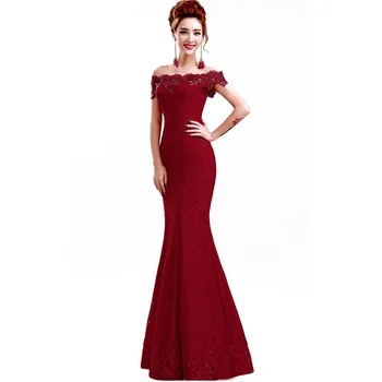 Chalatas de soiree 2020 Nauja Raudona puokštė vakarinę suknelę off peties Undinė Nėrinių vestido de festa Šalies Prom dresses Užsakymą