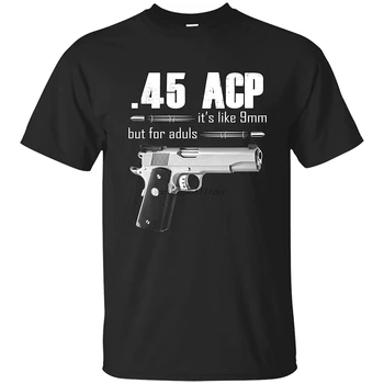 Coincard Ginklai T-Shirt .45 ACP Tai Kaip 9mm Bet Suaugusiems Kulka Šaudyti Gunner