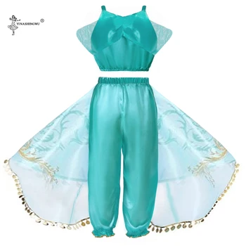 Cosplay Kostiumas Mergaitėms Aladdin ' s Žibinto Jazminų Princesė Arabijos, Indijos, puošniai Apsirengti Kostiumai Vaikams Helovinas Pilvo Šokių Suknelės