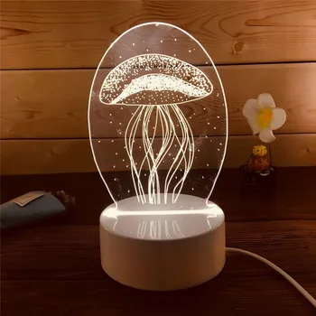 Creative 3D Animaciją stalo lempa už kambarį naktinės šviesos miegamajame, fantazijos, romantikos, dekoravimo, dovanų usb led lvory naktį žibintai