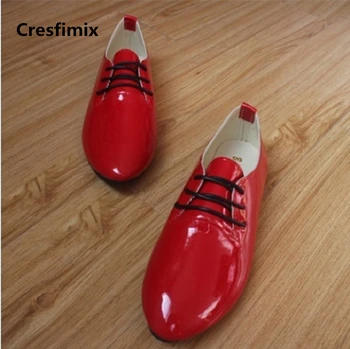 Cresfimix sapatos femininas moterys, patogus pu odos, nėrinių butas batai lady kietas kietas pažymėjo tne butai mados batai a687