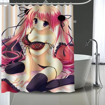 Custom Aukštos Kokybės Sexy Anime Mergina Dušo Užuolaidos Vonios Produktus, Vonios Kambarys Dekoro Vandeniui Poliesterio Su 12 Vnt. Kabliukų