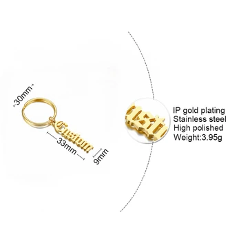 Custom Senas Angliškas Pavadinimas Keychains Individualizuotas Pradinio Key Chain Išgraviruota Raidė Moterų Ir Vyrų Papuošalai